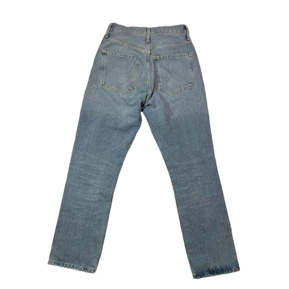 Agolde Riley High Rise Striaght Crop Distressed Ankle Jeans Endeavor Size 23 - Picture 2 of 11